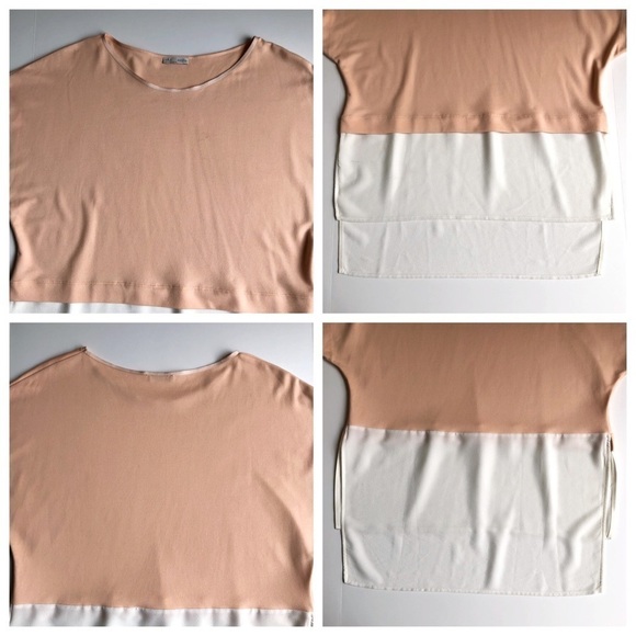 Zara Mixed Fabric Colorblock Top - Picture 4 of 8